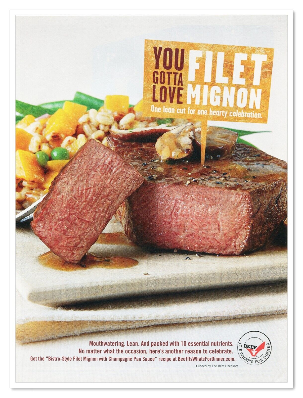 Beef It's What's For Dinner Filet Mignon 2012 Full-Page Print Magazine Ad