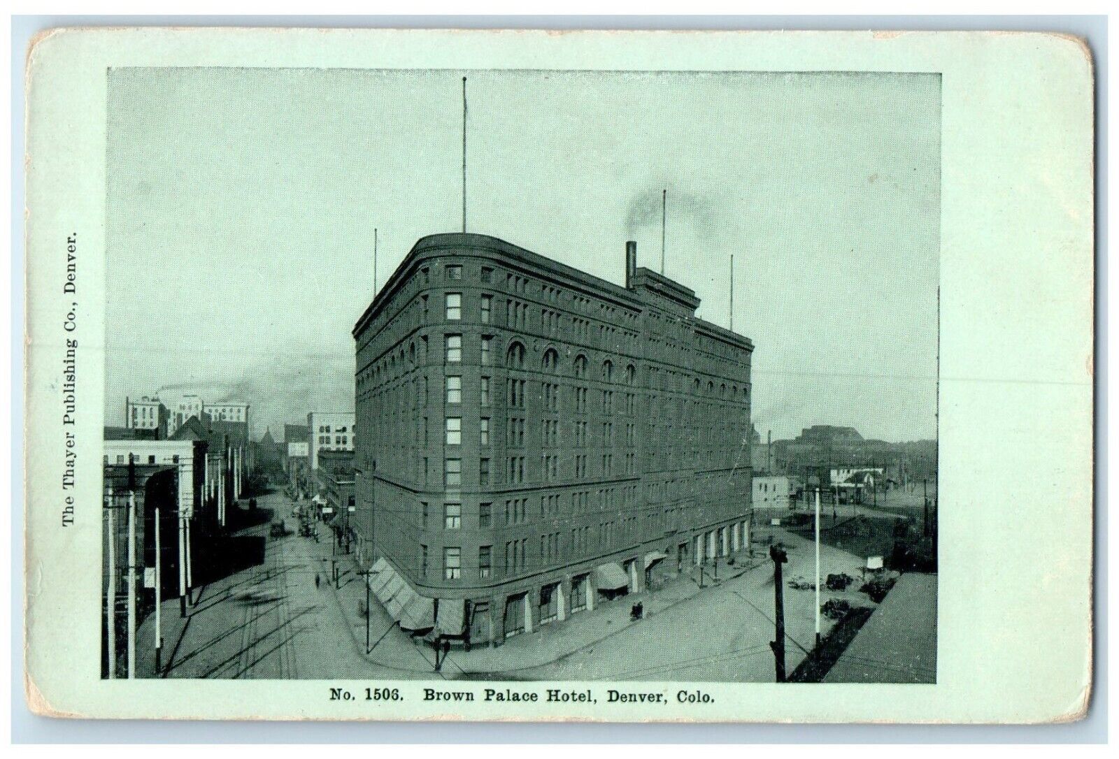 c1910's Brown Palace Hotel Building Street View Denver Colorado CO Postcard