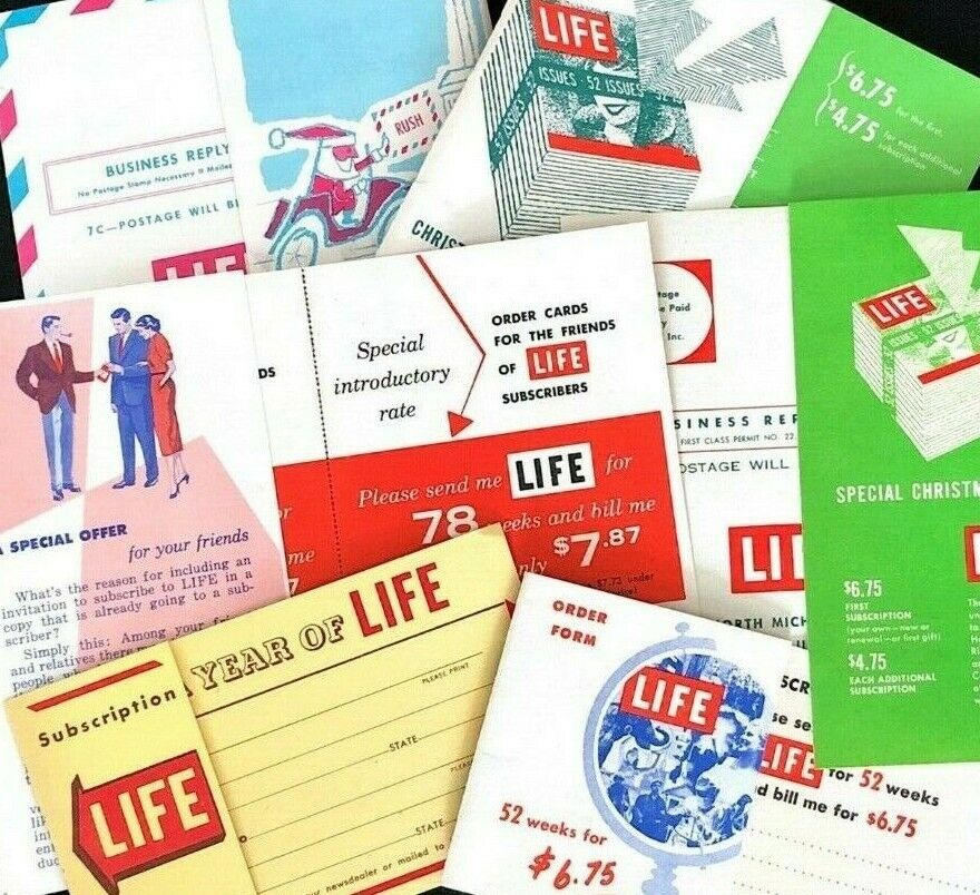 LIFE Magazine Vintage 1940\'s 1950\'s Subscription Forms Christmas Lot Of Six