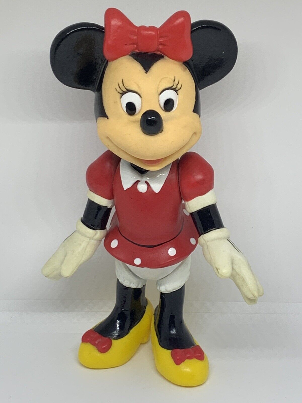 Vintage 1980\'s Disney Minnie Mouse Vinyl Figure Jointed 6.75”