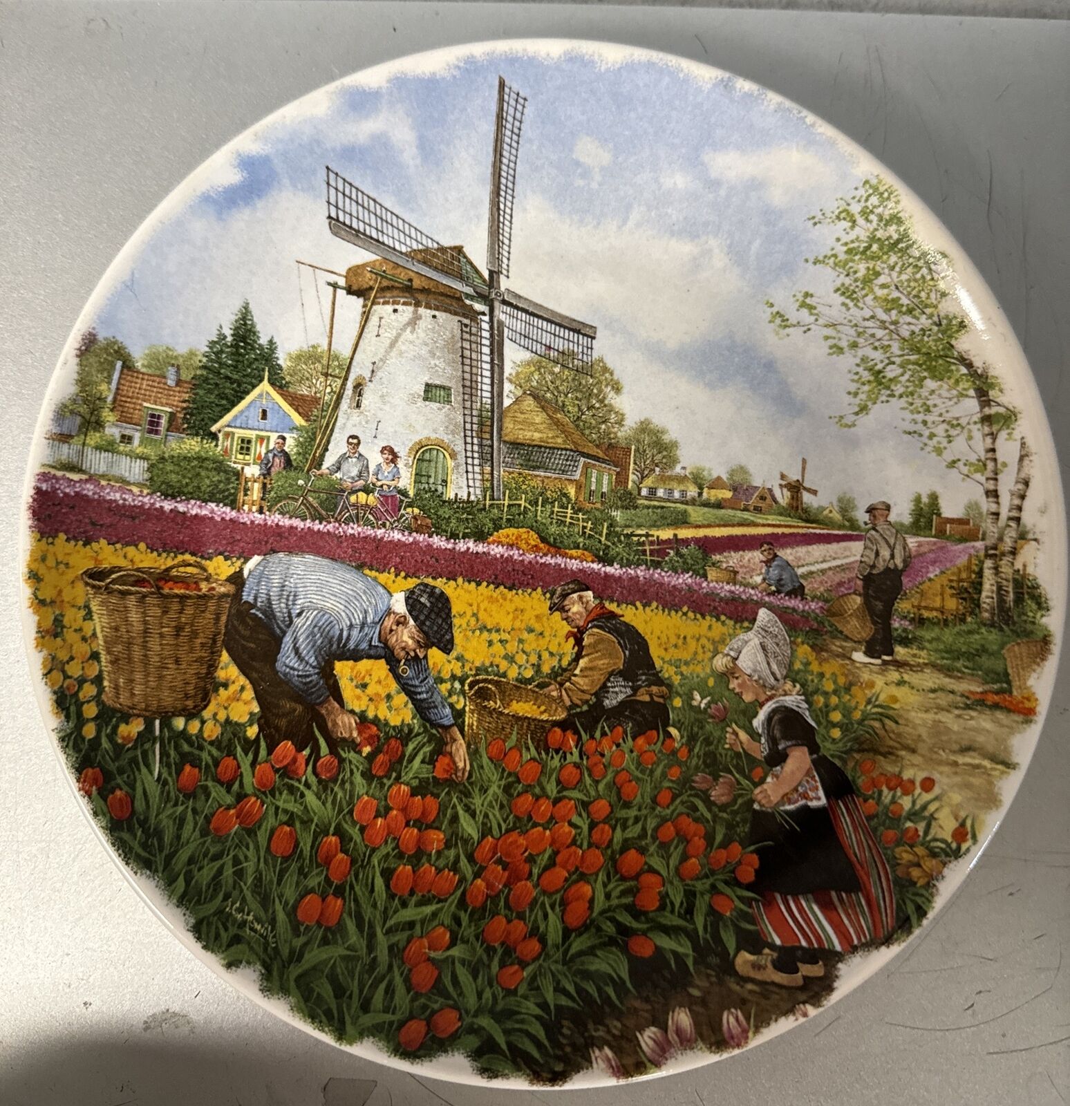 Royal Schwabap, Ter Steege BV, 1984 Vintage Dutch Tulip Windmill Plate