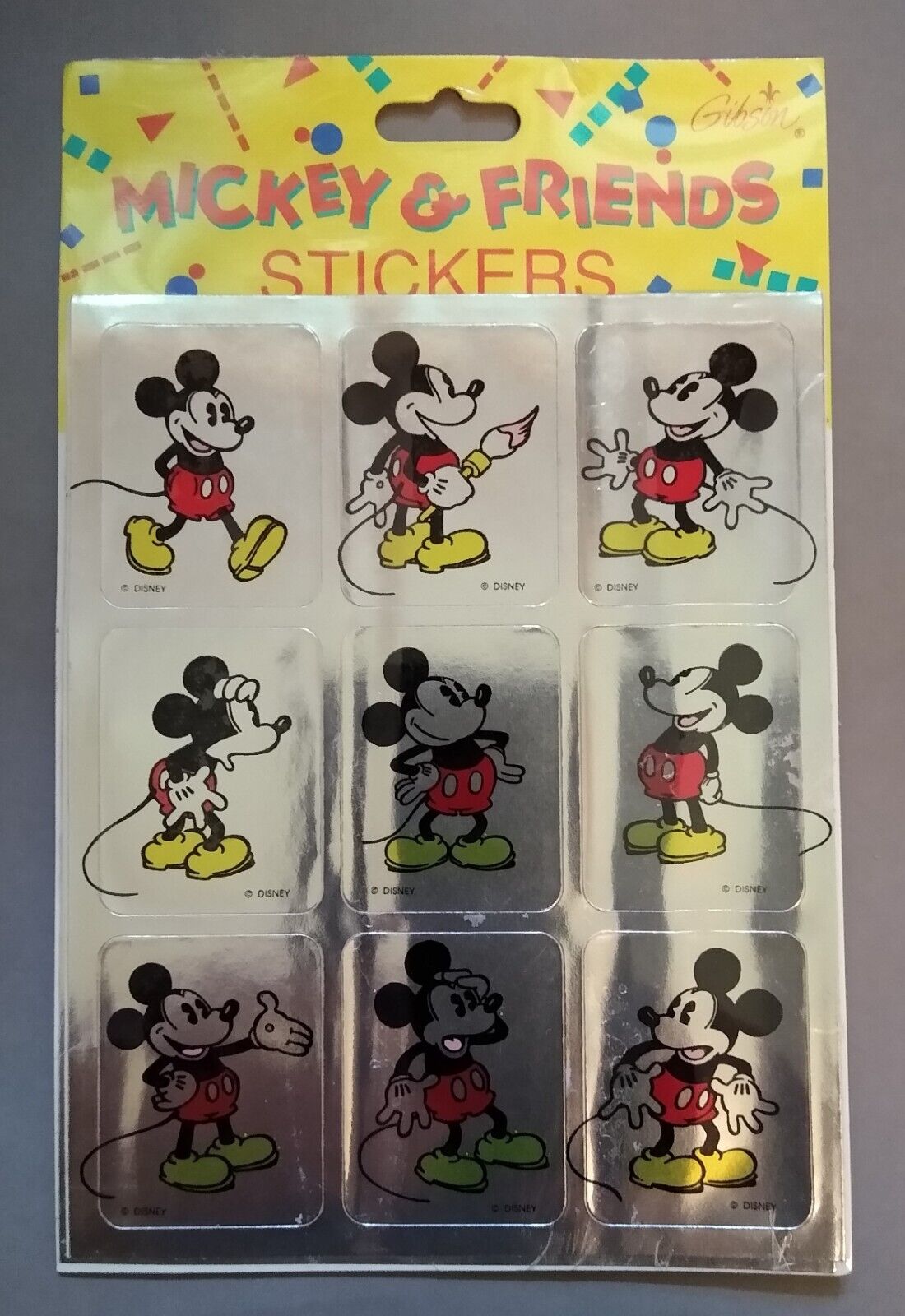 Vintage Mickey & Friends Stickers, 18 Pcs, All Mickey Mouse, 1993, Metallic