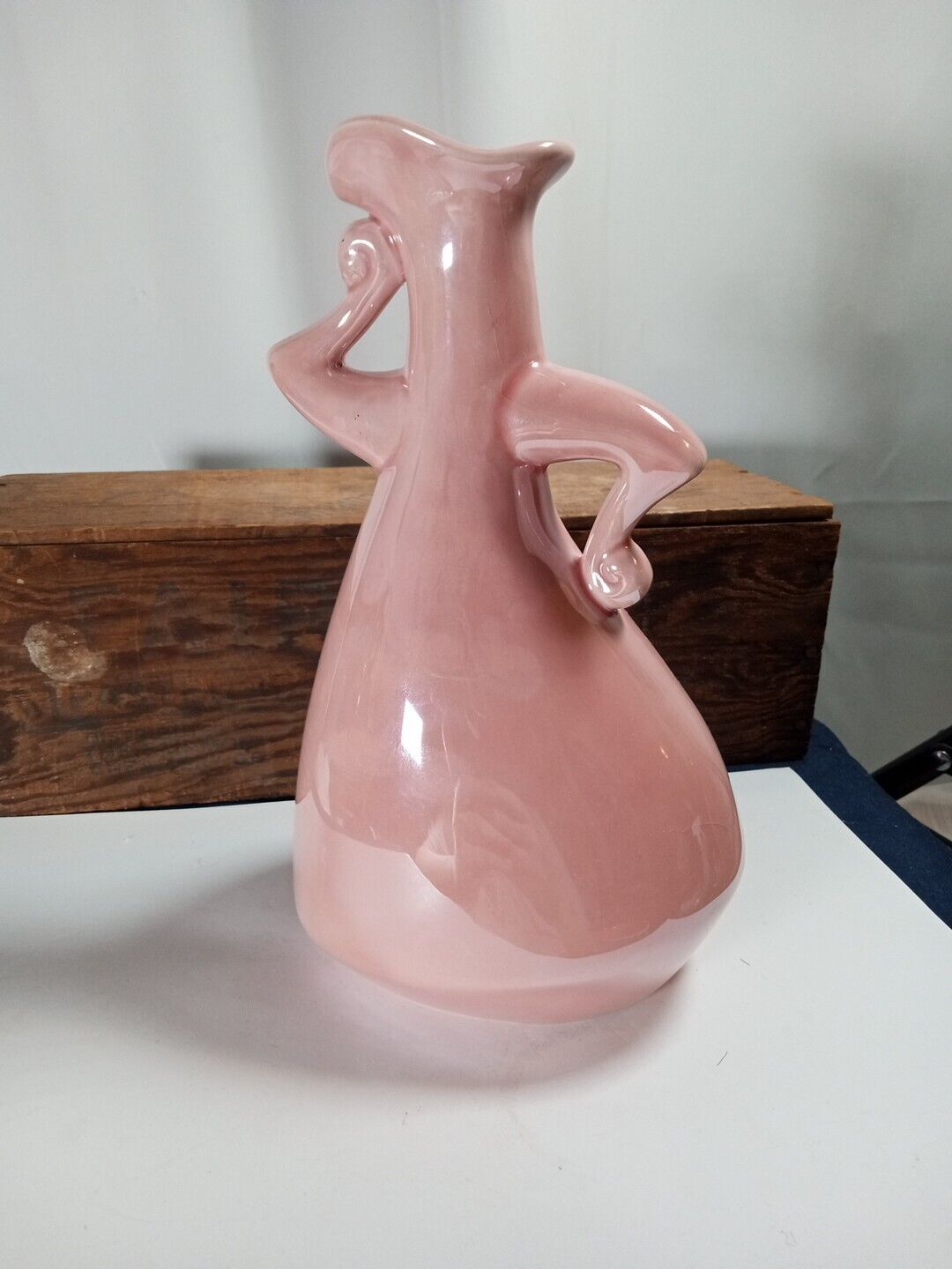Vintage Pink luster Slight Iridescent napco dancing whimsy vase