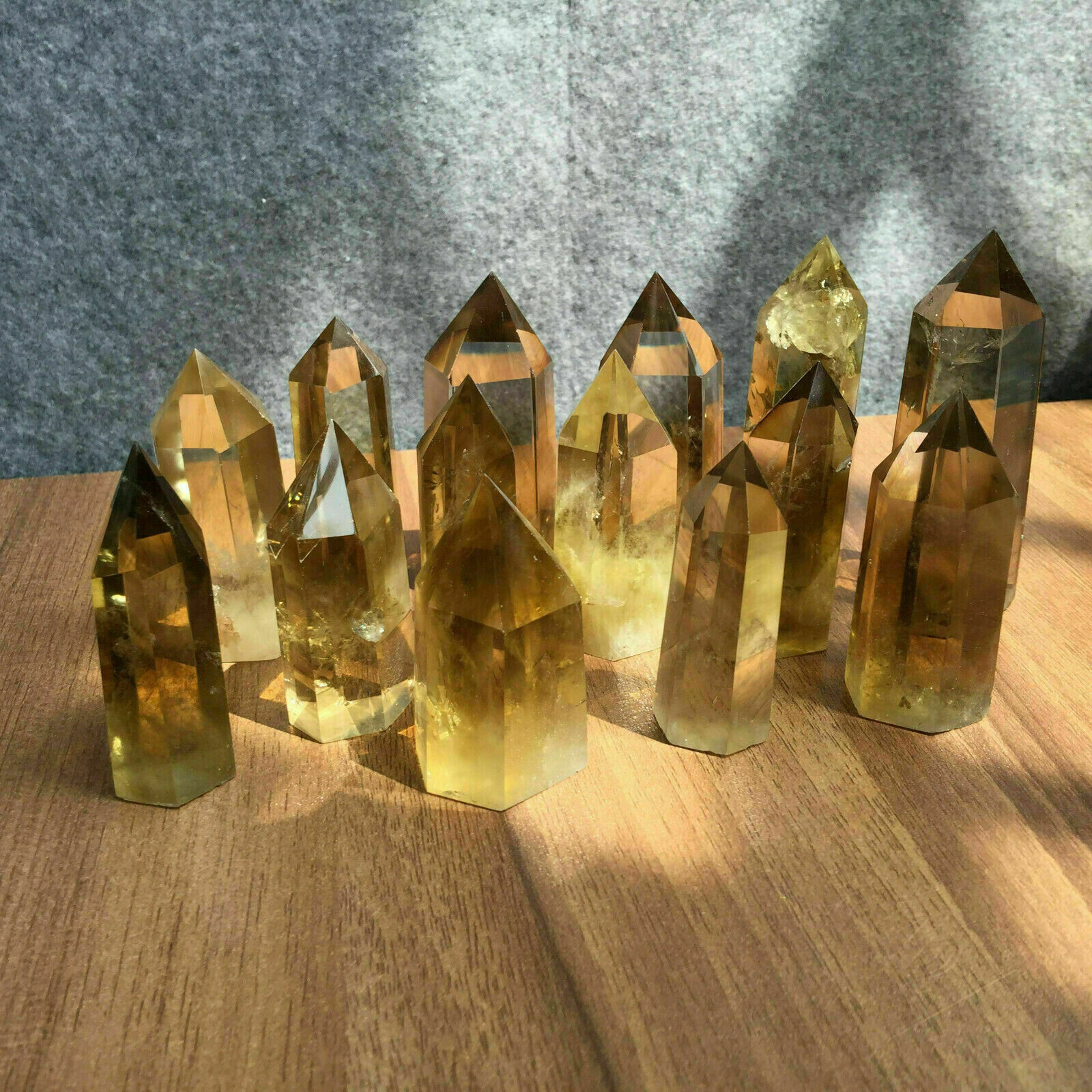 5LB natural smokey citrine quartz obelisk crystal wand point healing 13-16PCS