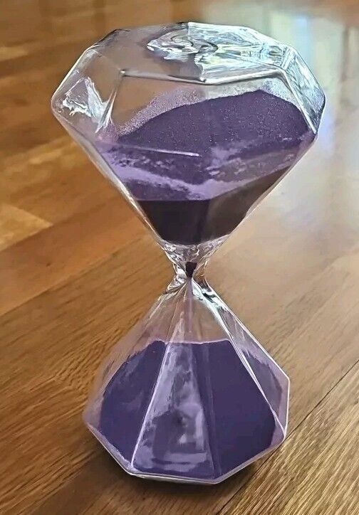 Sandglass Hourglass Timer Purple Sand Fashion Glass Diamond Shape Decor 7.5