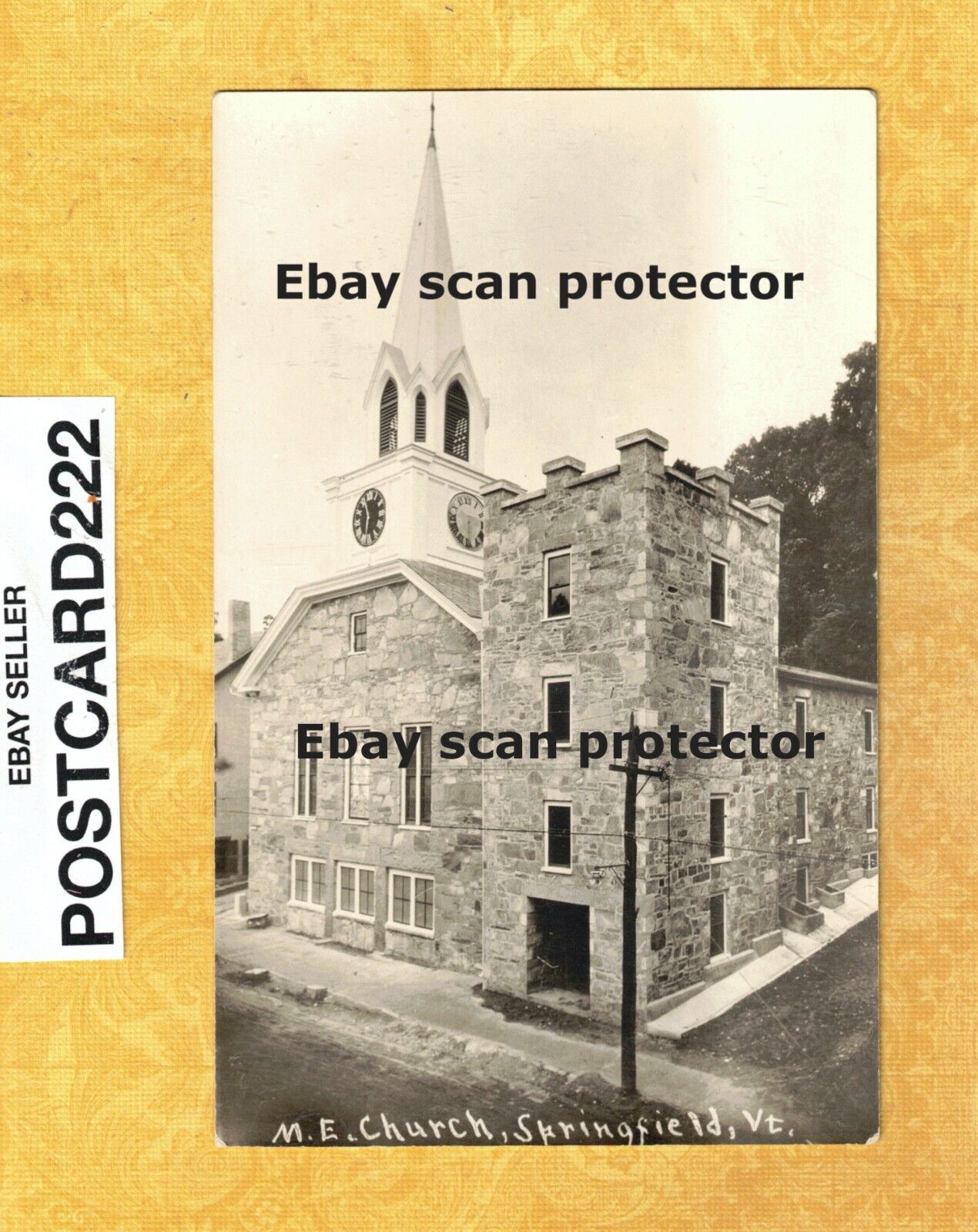 VT Springfield 1908-39 RPPC postcard M E Church Building Vermont