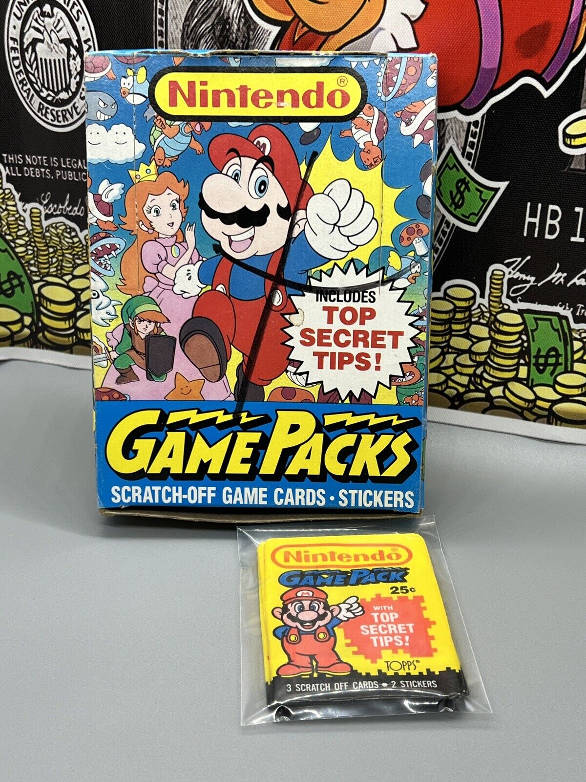 1989 Topps Nintendo Game Packs Empty Box & Wax Wrappers SET OF 3