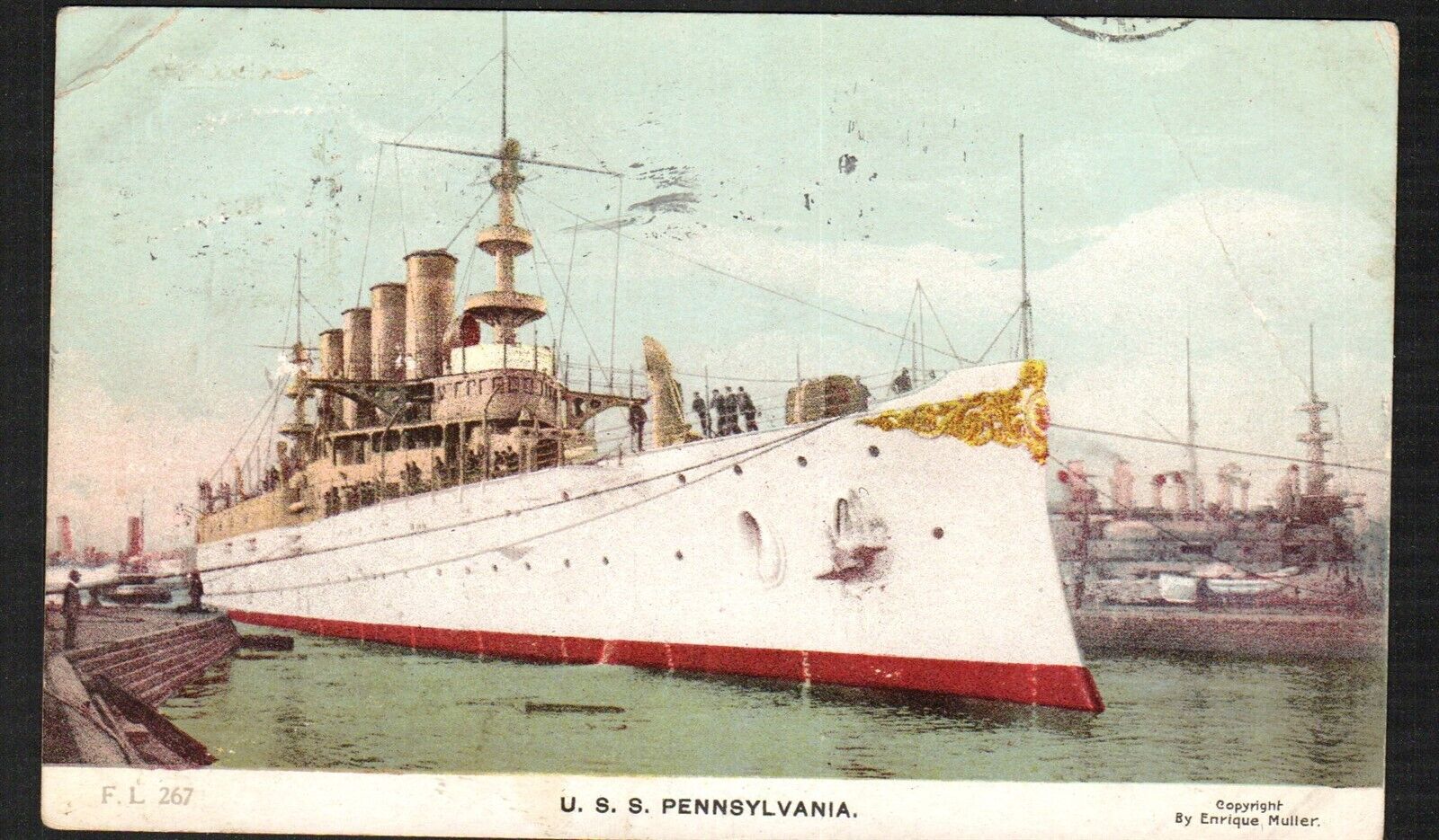Postcard USS Pennsylvania c1909 