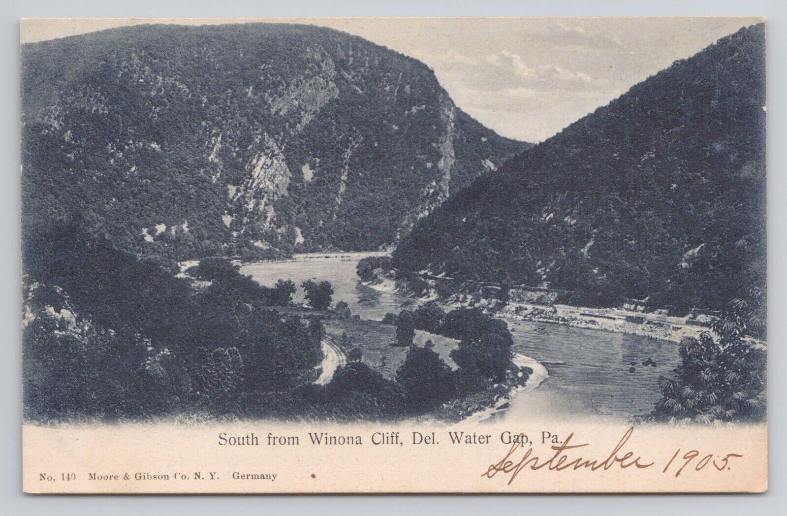 South From Winona Cliff Del. Water Gap Pennsylvania c1907 Antique Postcard