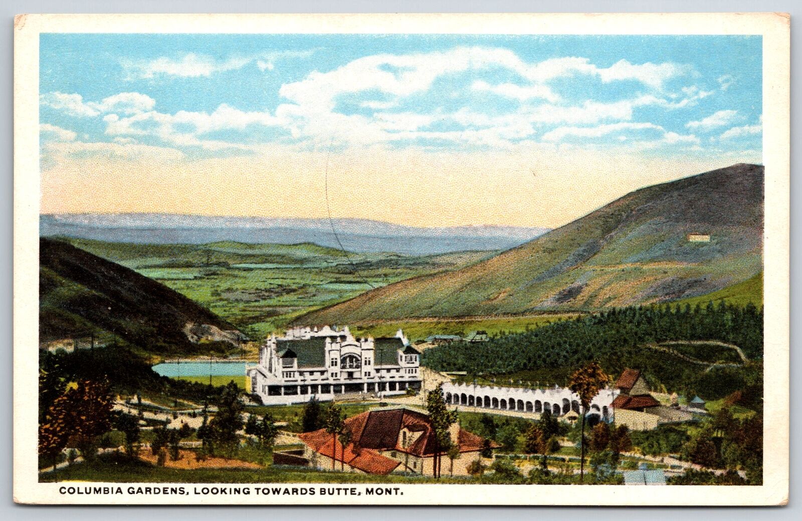 Butte Montana~Birdseye Columbia Gardens~1920s Postcard