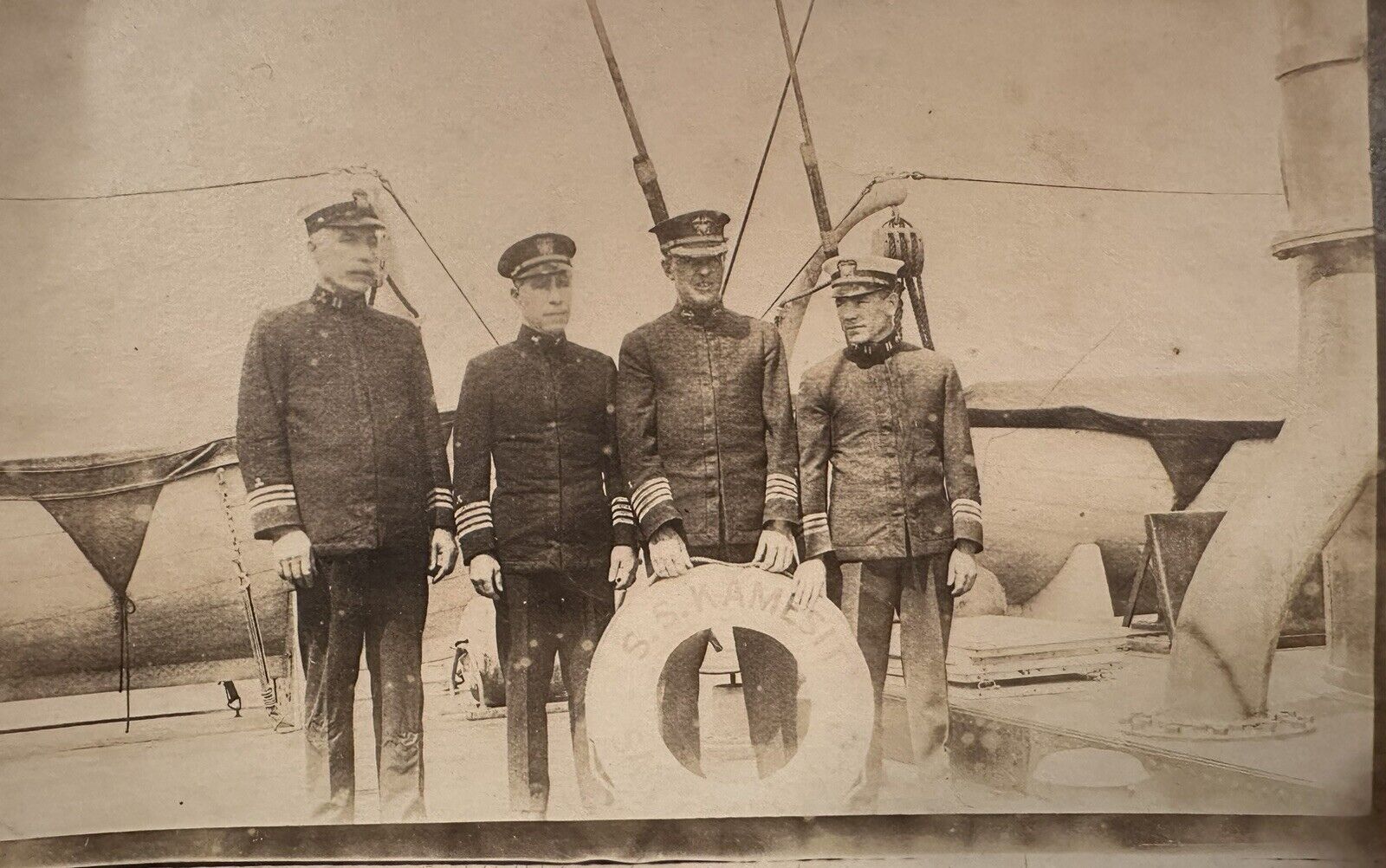 Antique WW I US Navy 1918 SS KAMESIT Captain Officers Original Photo Naval Ship