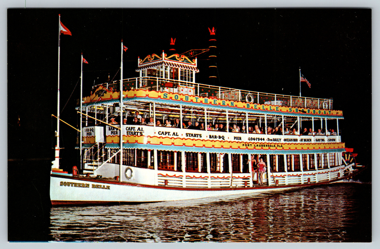 c1960s Southern Belle Showboat Fort Lauderdale Florida Vintage Postcard