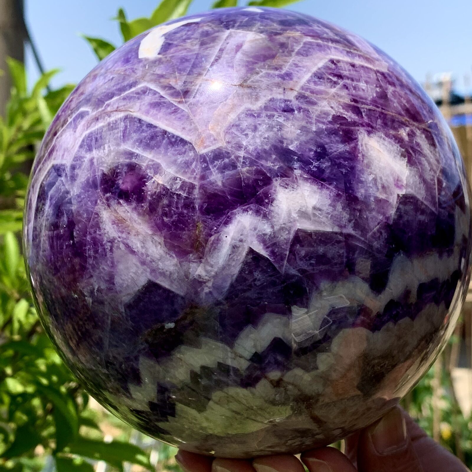 8.49LB Natural beautiful Dream Amethyst Quartz Crystal Sphere Ball Healing
