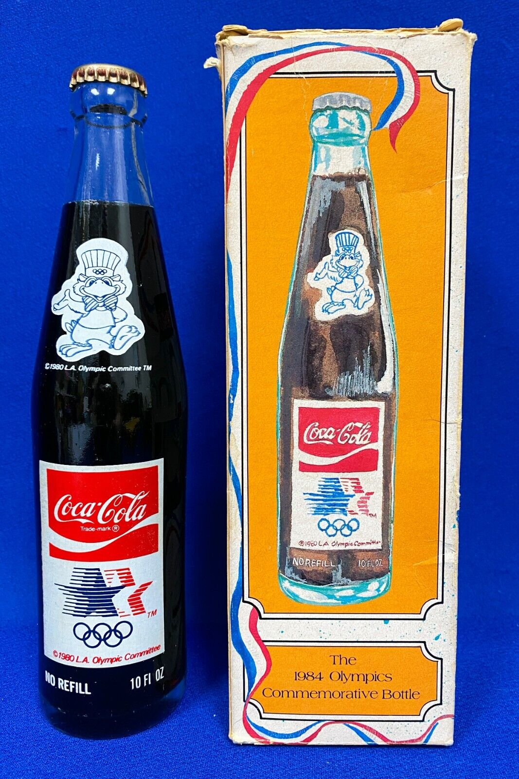 VTG Estate 1980 LA Olympic Committee Coca Cola Bottle w/ Box 66 