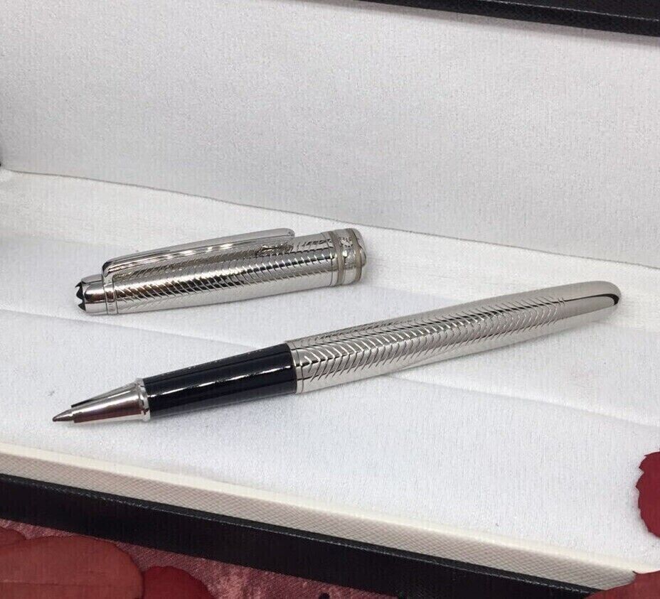 Luxury Mb164 Series Metal Silver Color 0.7mm Black Ink Rollerball Pen No Box