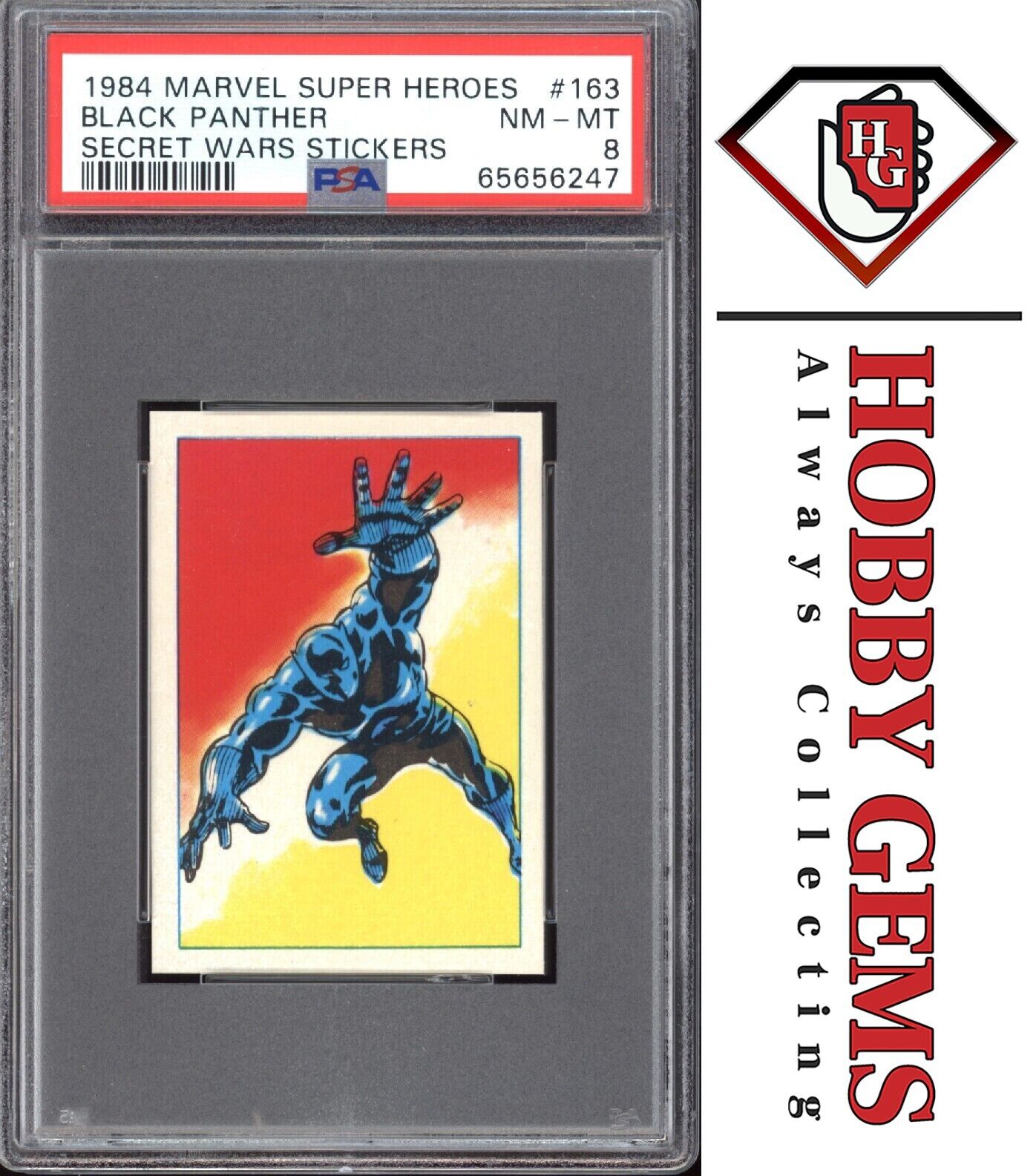 BLACK PANTHER PSA 8 1984 Marvel Super Heroes Secret Wars Stickers #163 C3