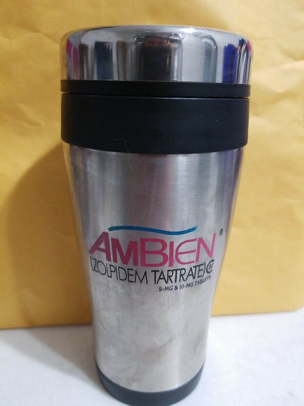 Ambien travel Coffee Mugs Cups Pharmaceutical Advertising Rare 