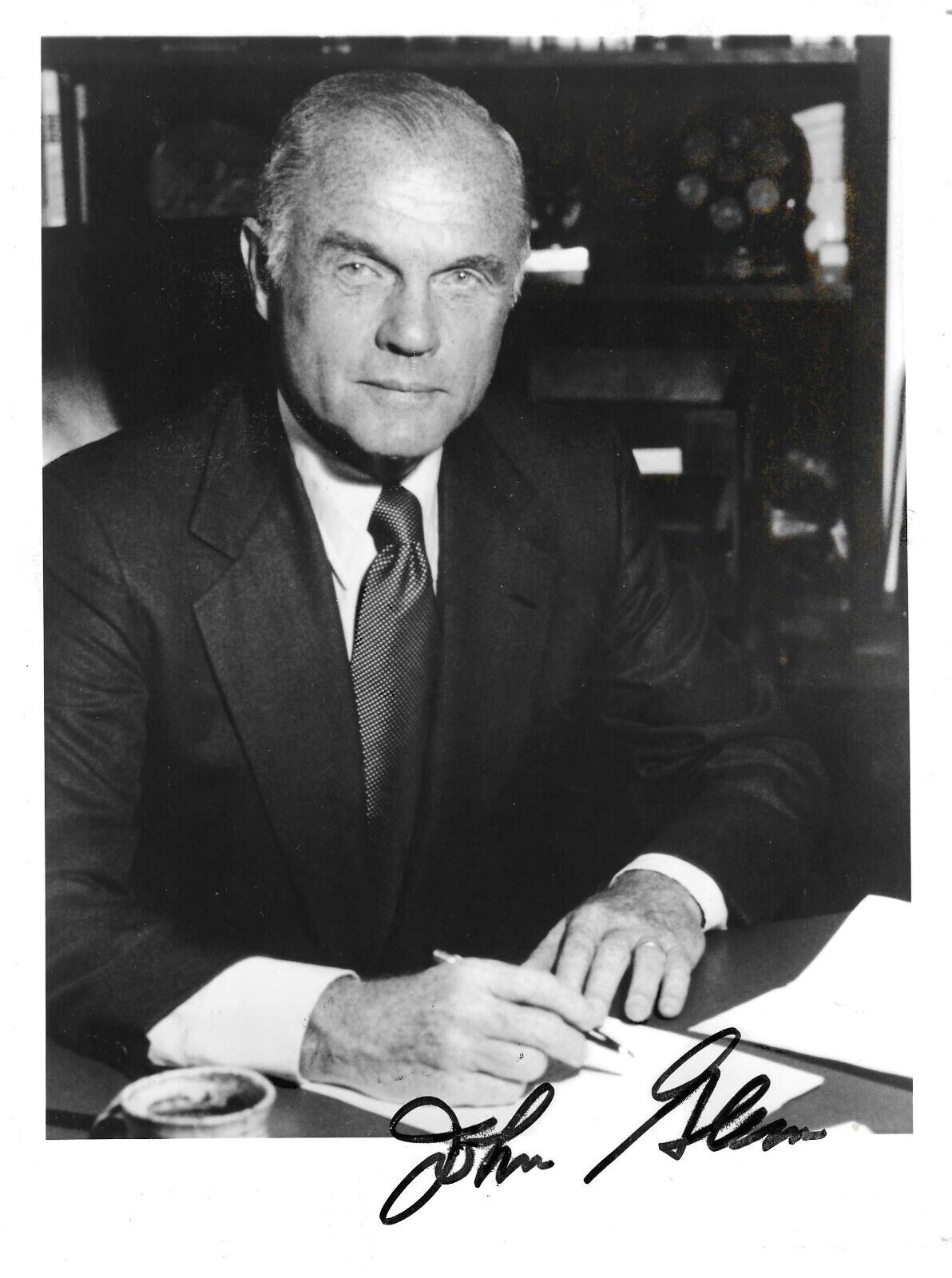 John Glenn Signed Photo with Auction House Letter of Authenticity.
