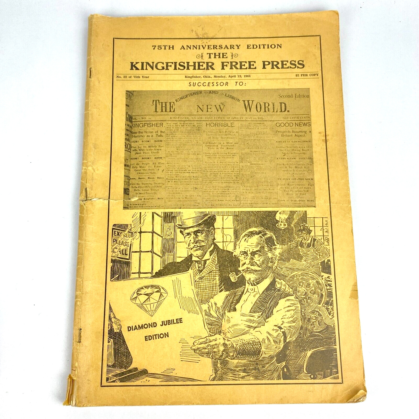 1964 Kingfisher Free Press Newspaper Oklahoma 75th Anniversary Edition Vintage
