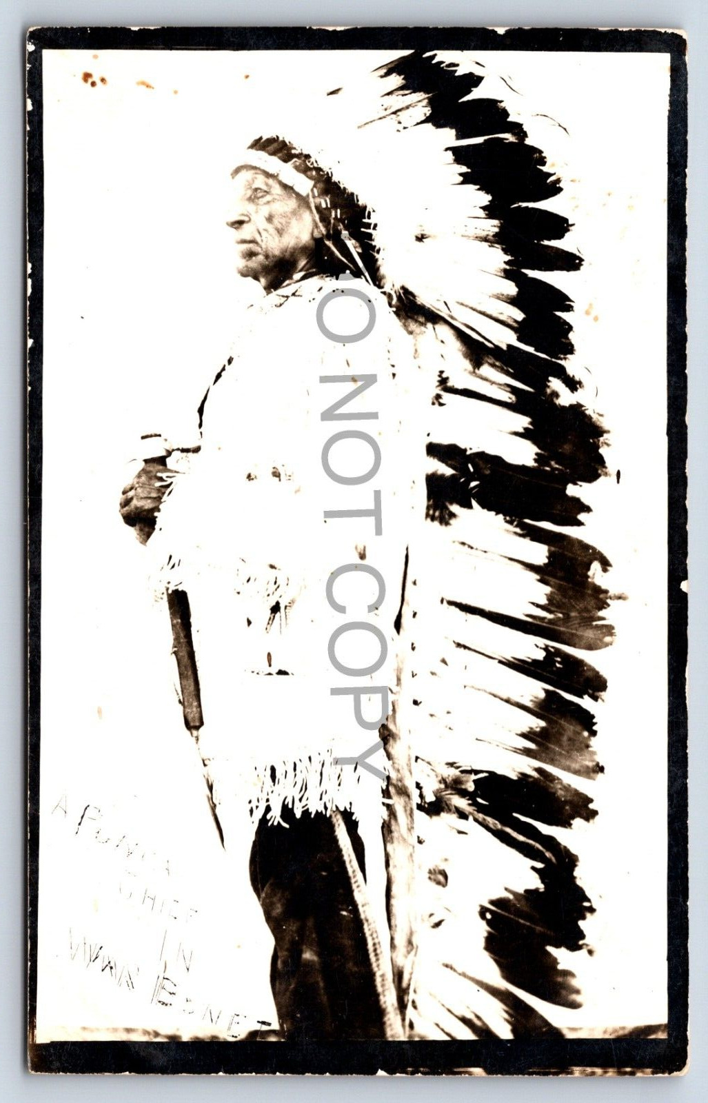 Crazy Bear RPPC Stoic Ponca Chief War Uniform Native Americana Postcard I1