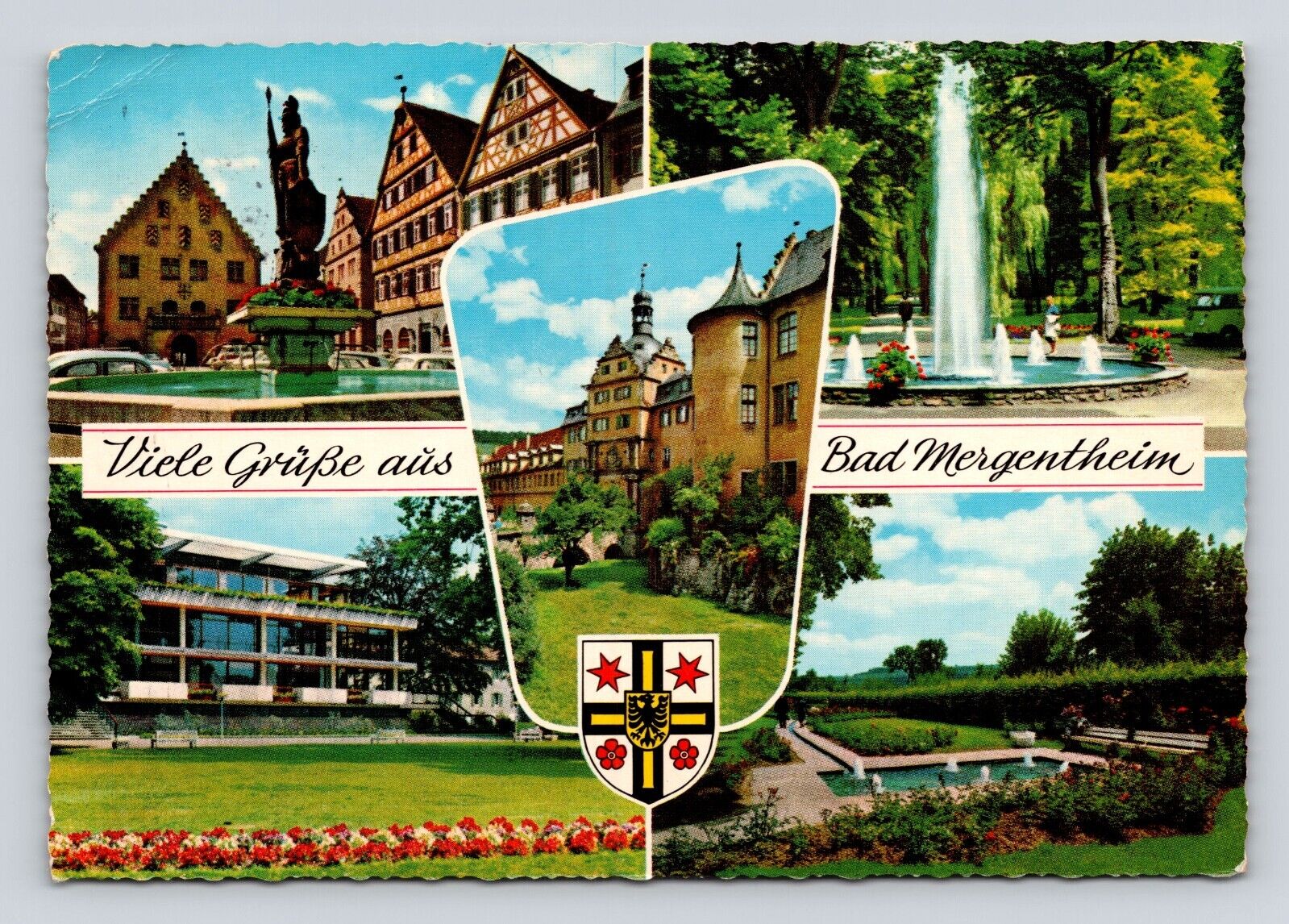 Old Postcard GERMANY GREETINGS from BAD MERGENTHEIM 1966 cancel