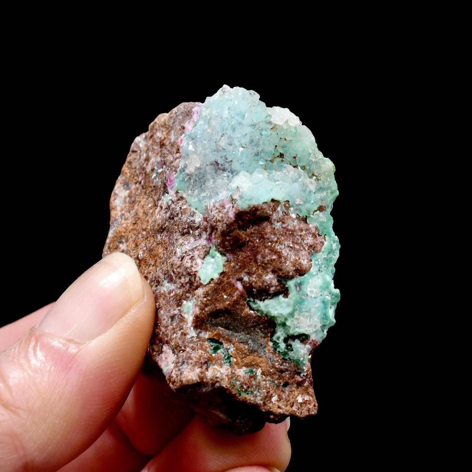 2in Raw Cobalto Calcite Malachite Chrysocolla Crystal Cluster, Cobaltoan Calcite