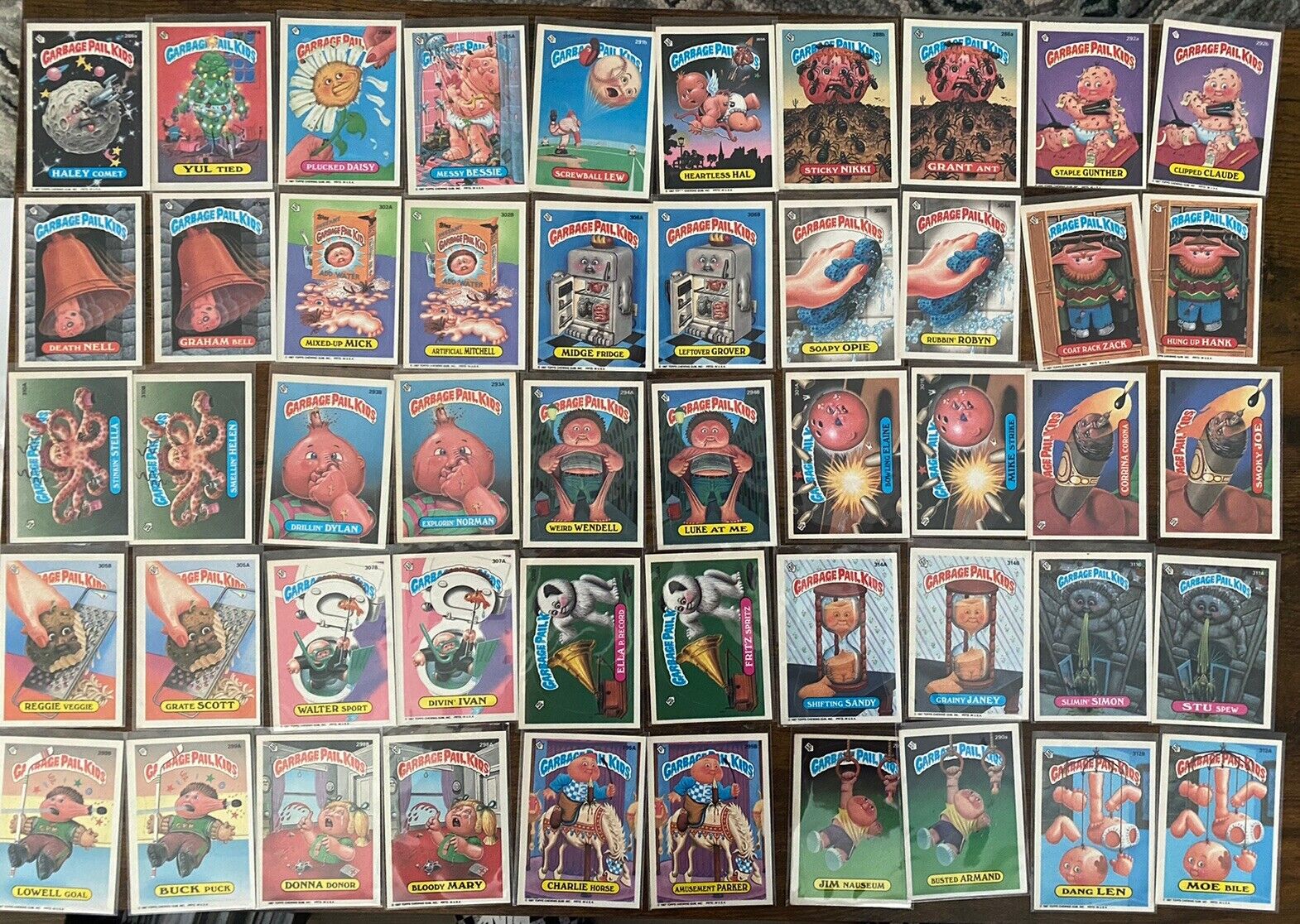 Vintage Garbage Pail Kids 50 Card Lot Includes Rare Error Card Leftover Grover