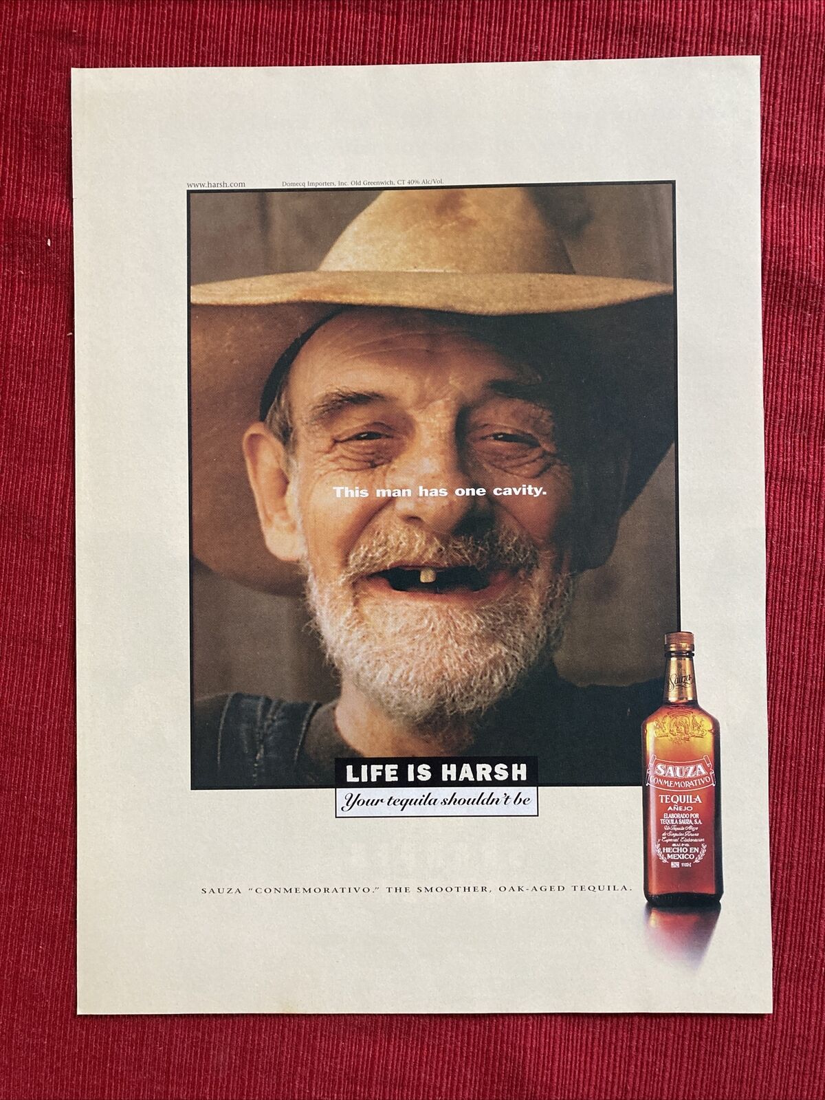 Sauza “Conmemorativo” Tequila Missing Teeth 1997 Print Ad - Great To Frame