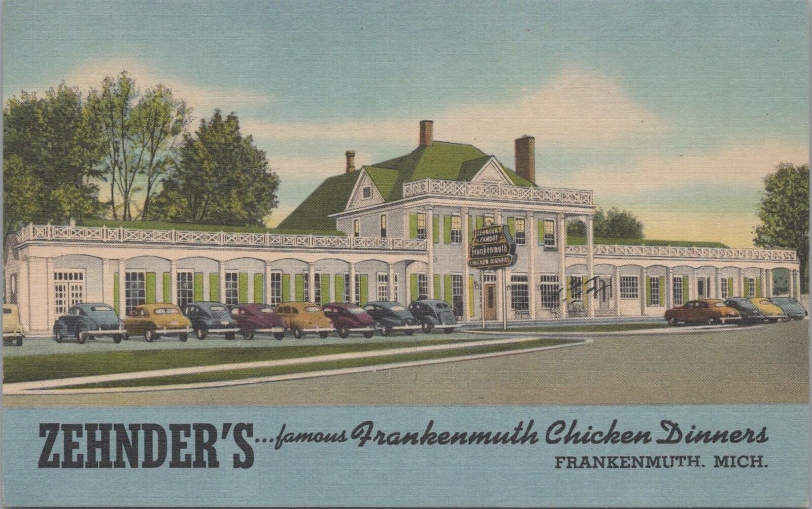 Postcard Restaurant Zehnder\'s Frankenmuth Chicken Dinners Frankenmuth MI 