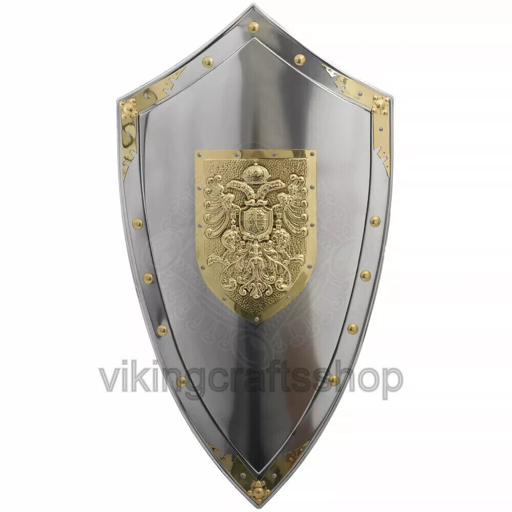 Medieval Knight Templar Armor Shield, Metal shield with Toledo heraldic eagle