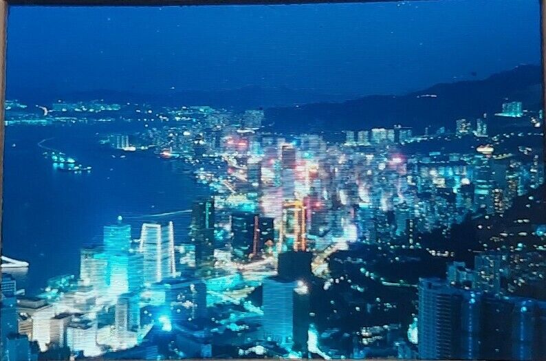 Vintage 35mm Slide Hong Kong China Eastern District Night Scene Neon Lights O.O