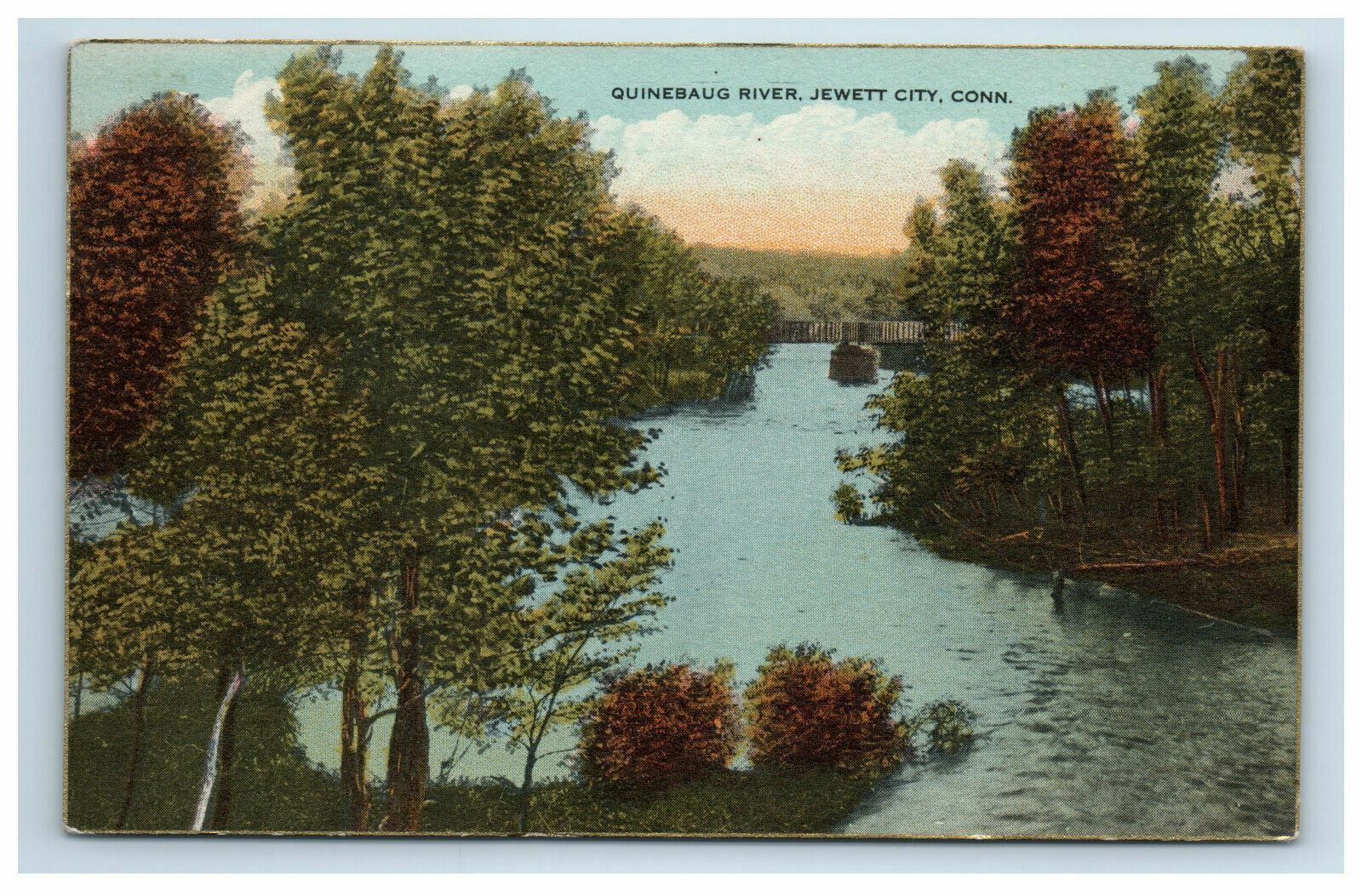 Jewett City CT Quinebaug River Postcard 1938 Postcard Cancel