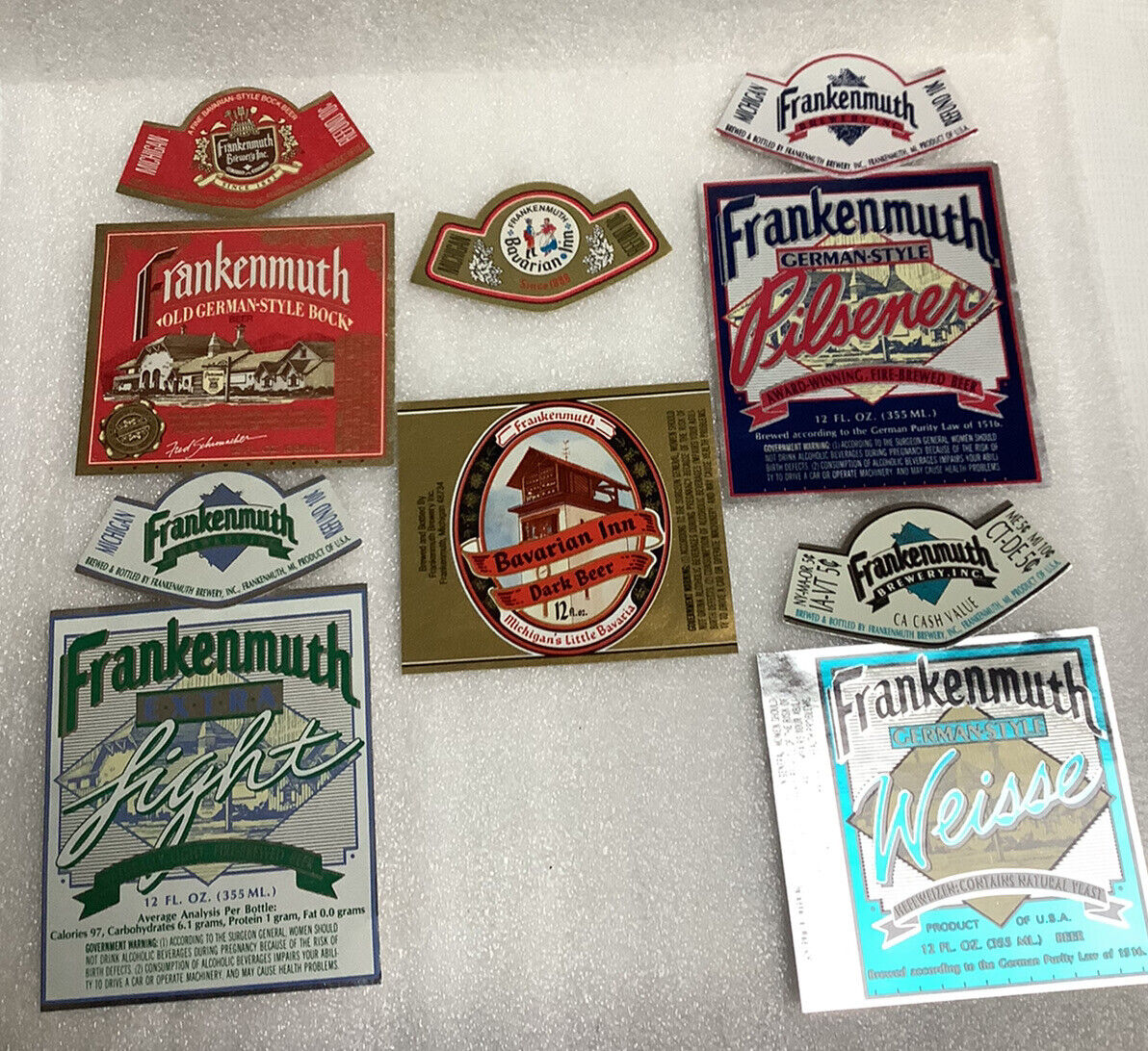 Frankenmuth Brewery Michigan Bock Light Pilsner Bavarian Beer Labels and Necks