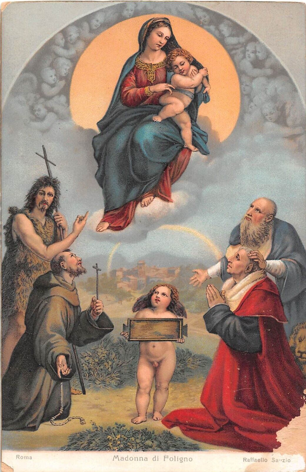 Old Stengel & Co. Art Postcard of Madonna & Child, Angel, & Saints by Raffaello