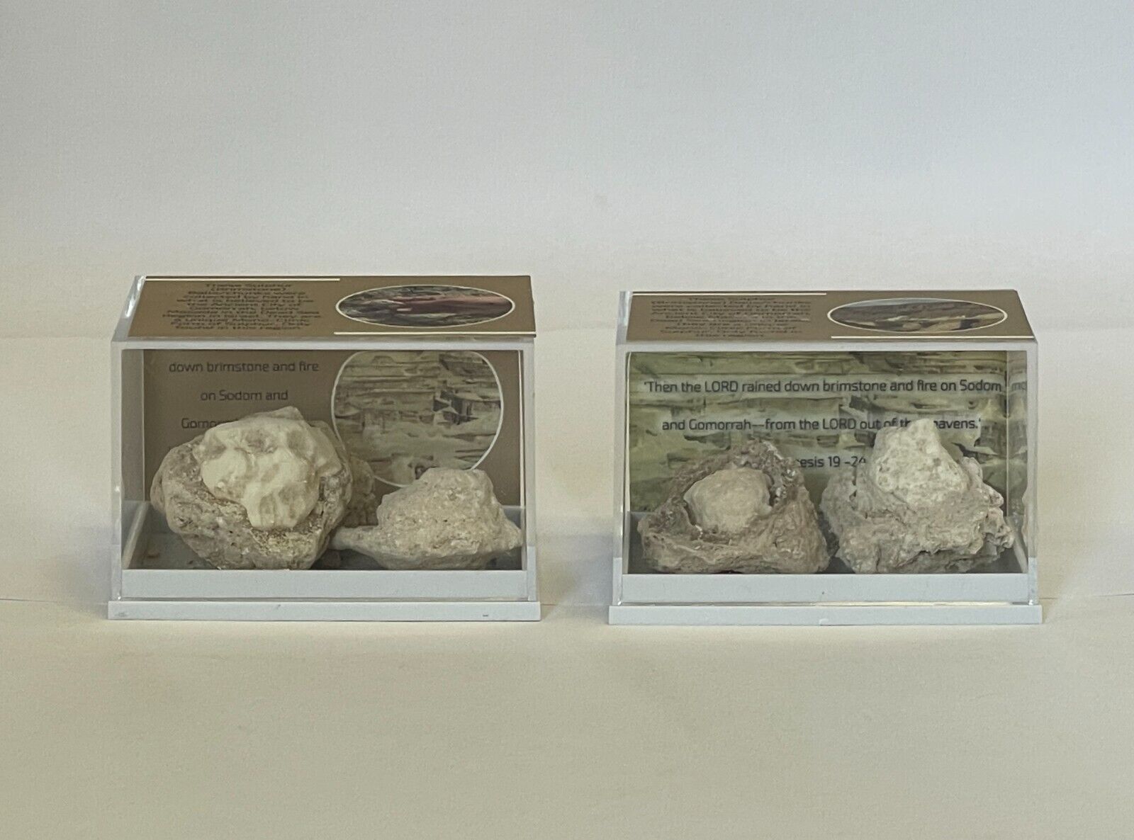 2 x  Sulfur Ball Brimstone in ash and Gypsum Sodom and Gomorrah in Display