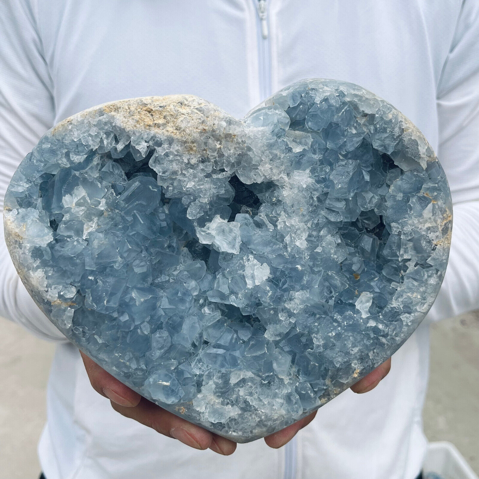 10.2lb Large Natural Blue Celestite Crystal Geode Quartz Cluster Mineral Specime