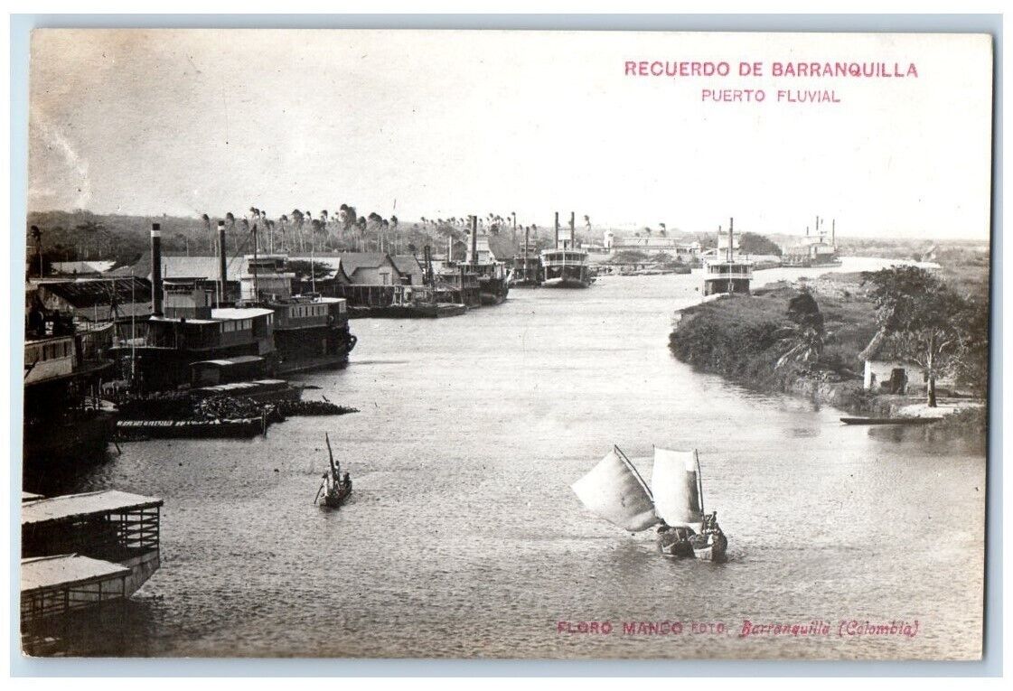 c1920's Port City Steamship View Barranquilla Colombia RPPC Photo Postcard