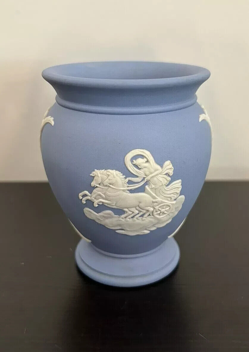 Vintage Wedgewood Jasperware Porcelin Small Vase Chariot