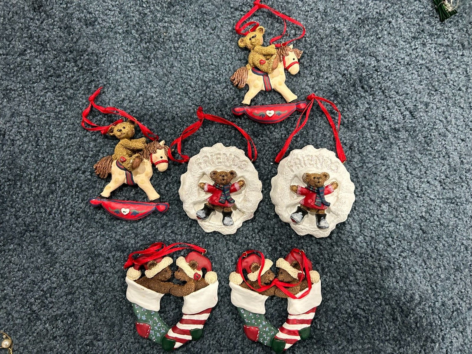 Kurt S Adler Holly Bearies Kissing Bears Christmas Tree Ornament Lot of 6 Rare