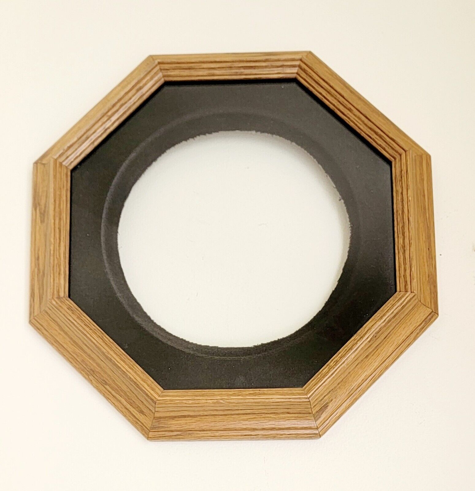 Lg~ Octagonal Collector Plate/Memento Frame/Shadowbox~ Oak~14\