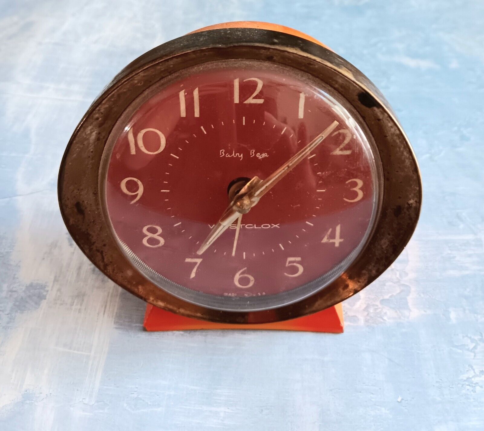 Vintage 1960's Westclox alarm clock BABY BEN  Orange runs 
