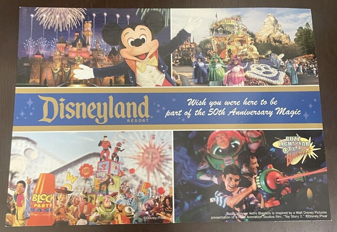 Disneyland Wish You Were Here Part of 50th Anniversary Magic Postcard 5” x 7”