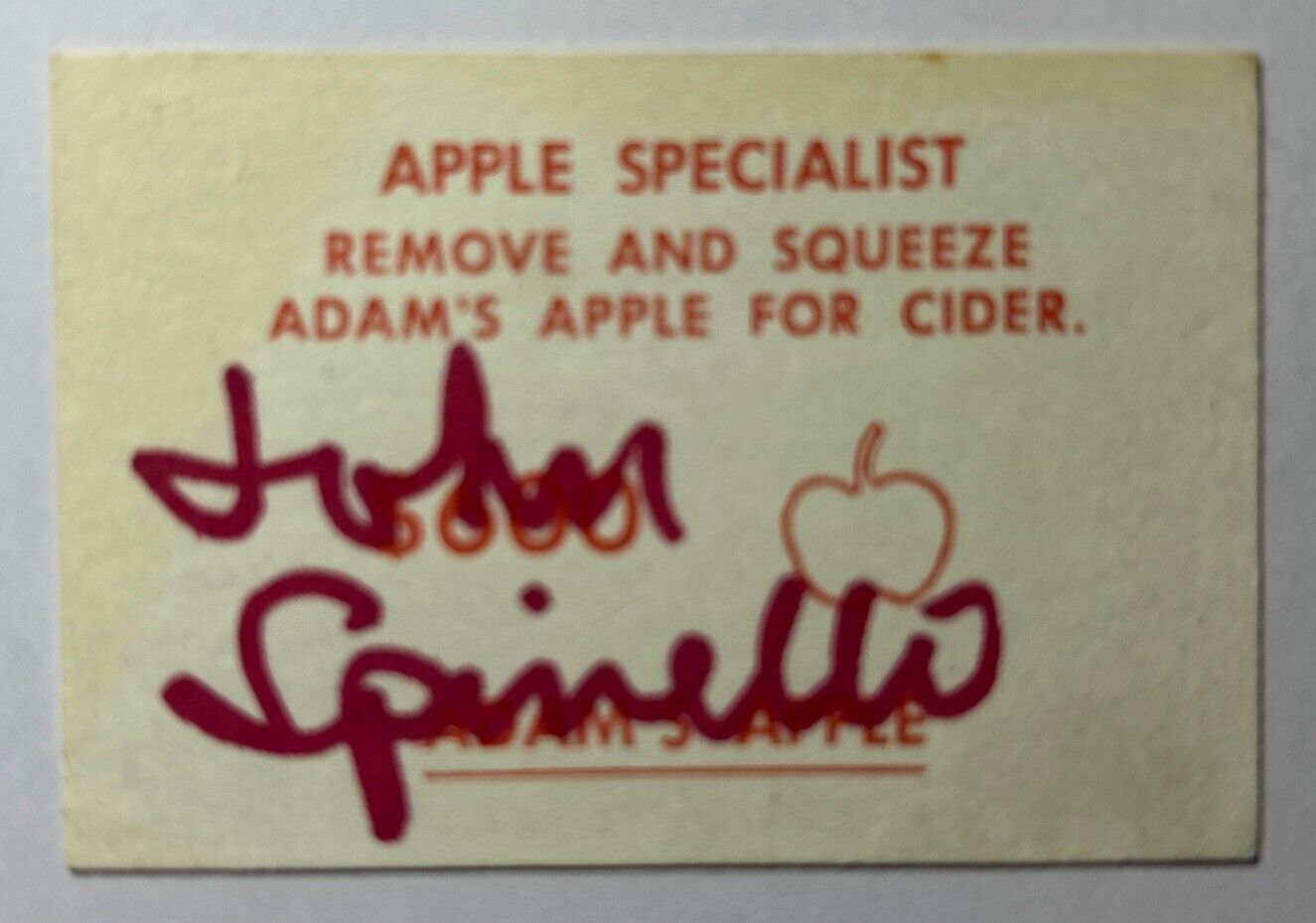 John Spinello Autograph Signed Apple Specialist Operation Game Card ~ Inventor 