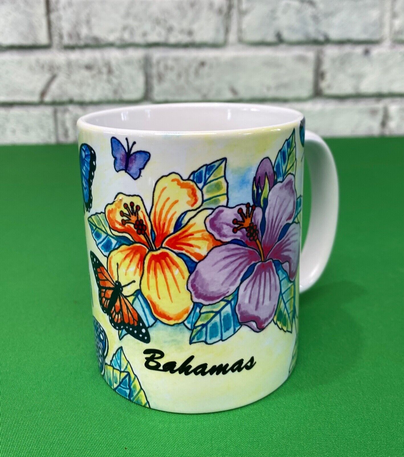 Orca Coatings Ceramic Bahamas Cup Butterfly & Flower 8oz Coffee Mug