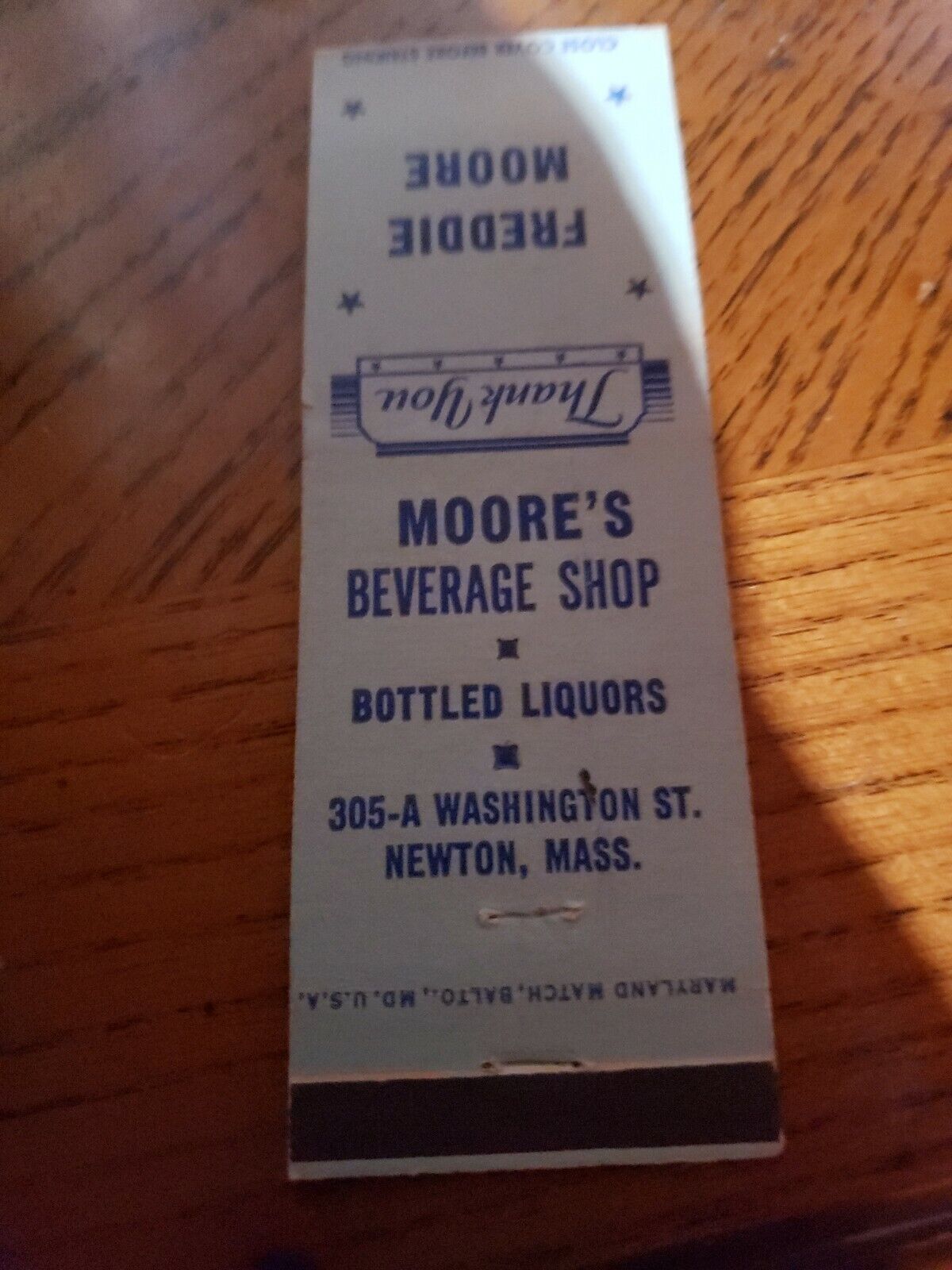 Vintage Matchcover Moores Beverage Shop Newton Mass 