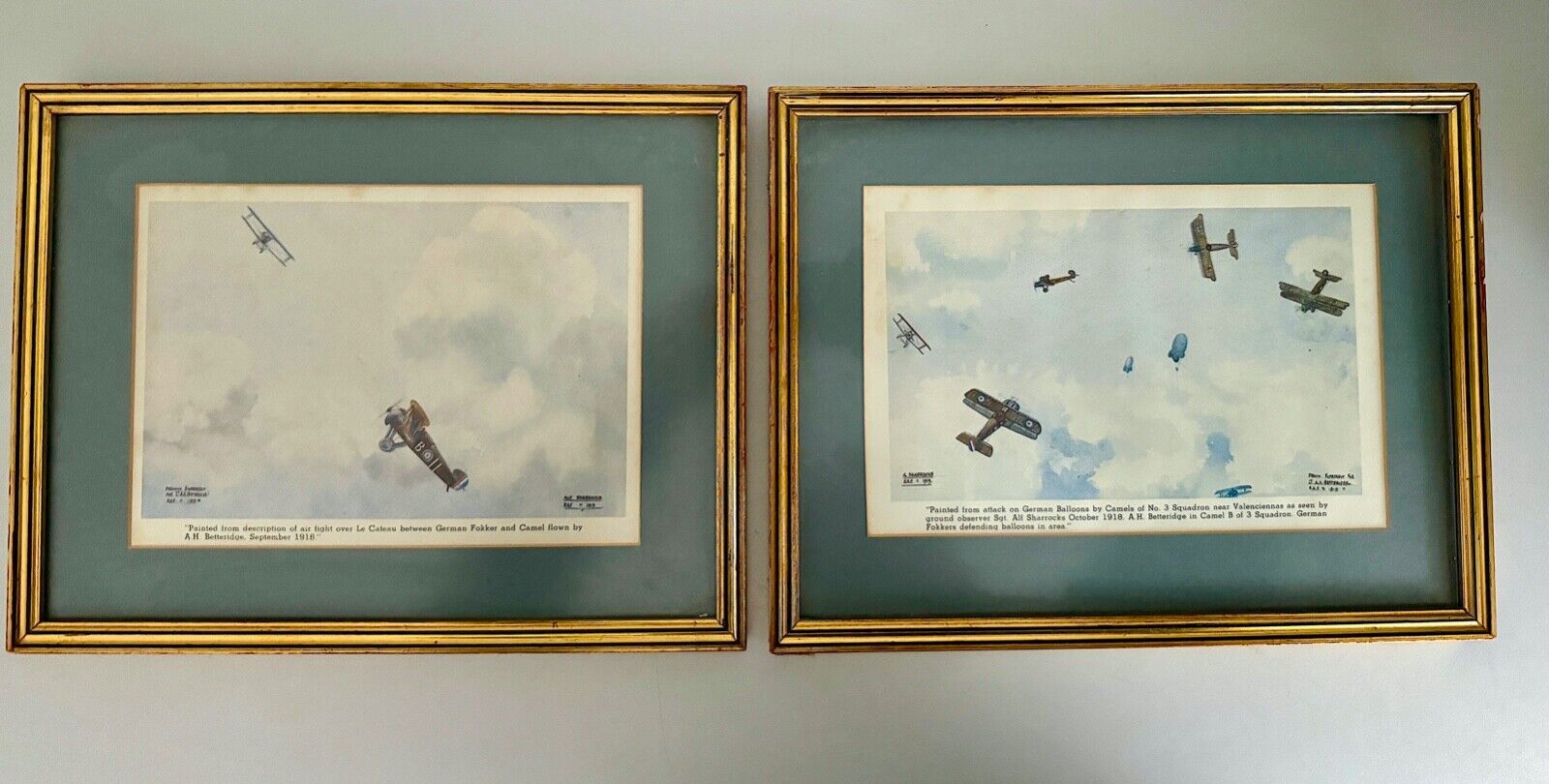RAF 1919 WW1. Prints. Arthur Betteridge No3 Squadron. A Sharrocks. RARE REDUCED