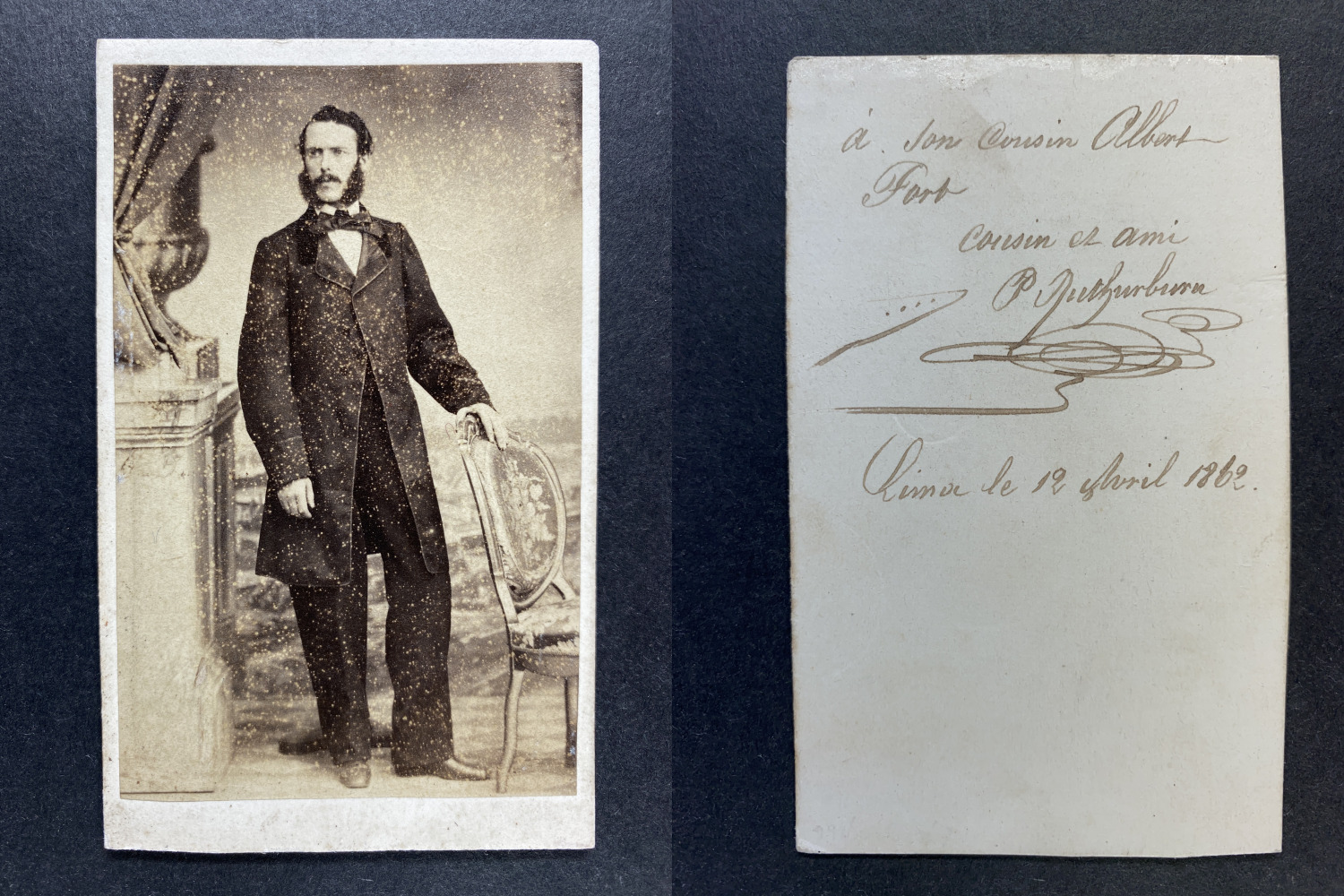 Lima, Shipping to His Cousin Albert Fort, April 1862 Vintage CDV Albumen Print. 