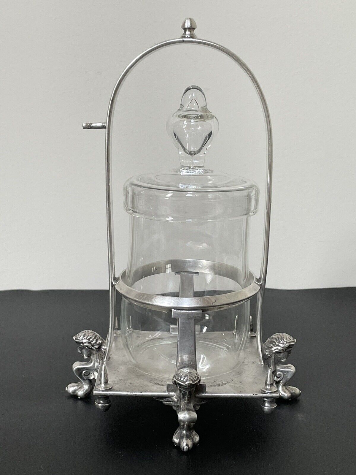 Rare 1800s Pickle Castor Silver Plated- Elegant Original Glass Jar with Lid