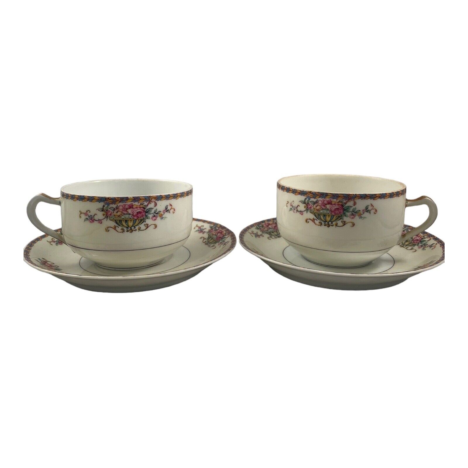 Set Of 2 Vintage Haviland Limoges Tea Cup and Saucers Commodore