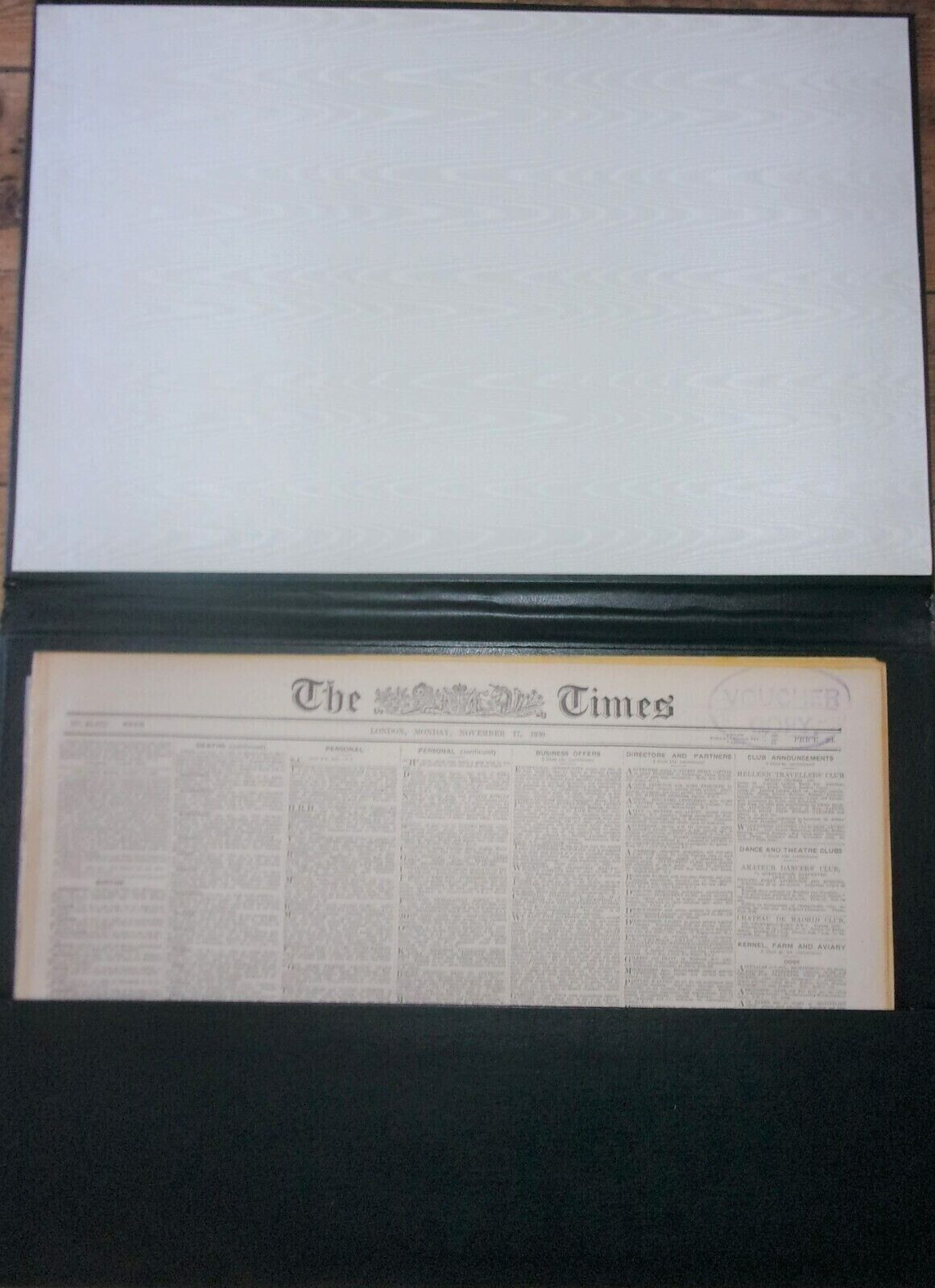 The Times Newspaper Rare Vintage Original Copy -17 November 1930 + Case Free P+P